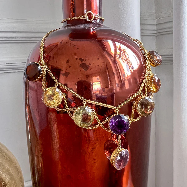 Antique Multigem Festoon Necklace - Image 3
