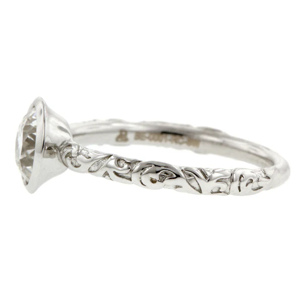Bezel Engagement Ring, Old Euro 1.01ct.- Heirloom by Doyle & Doyle - Image 4