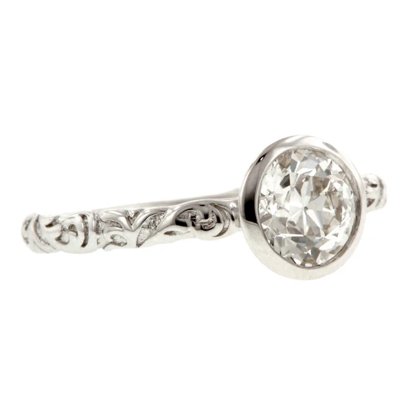 Bezel Engagement Ring, Old Euro 1.00ct - Heirloom by Doyle & Doyle - Image 2