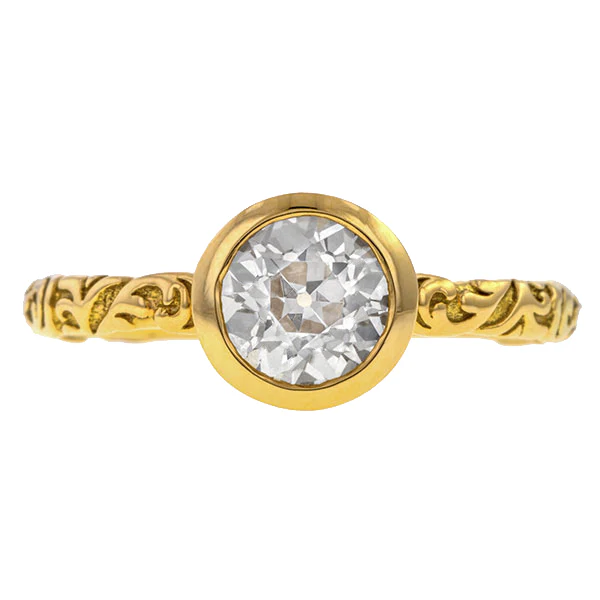 Bezel Engagement Ring, Old Euro 1.07ct.- Heirloom by Doyle & Doyle