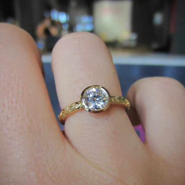 Bezel Engagement Ring, Old Euro 1.07ct.- Heirloom by Doyle & Doyle - Image 2