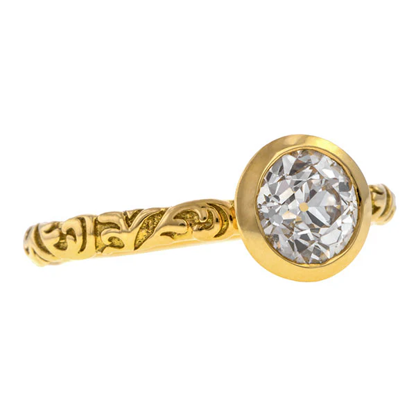 Bezel Engagement Ring, Old Euro 1.07ct.- Heirloom by Doyle & Doyle - Image 3