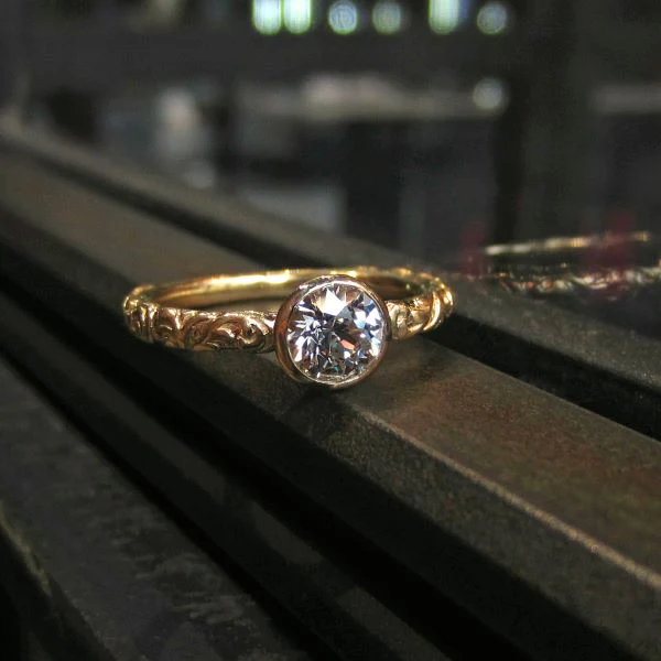 Bezel Engagement Ring, Old Euro 1.07ct.- Heirloom by Doyle & Doyle - Image 6