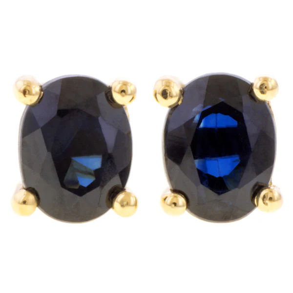 Oval Gemstone Stud Earrings - Image 2
