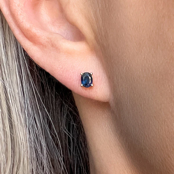Oval Gemstone Stud Earrings - Image 3