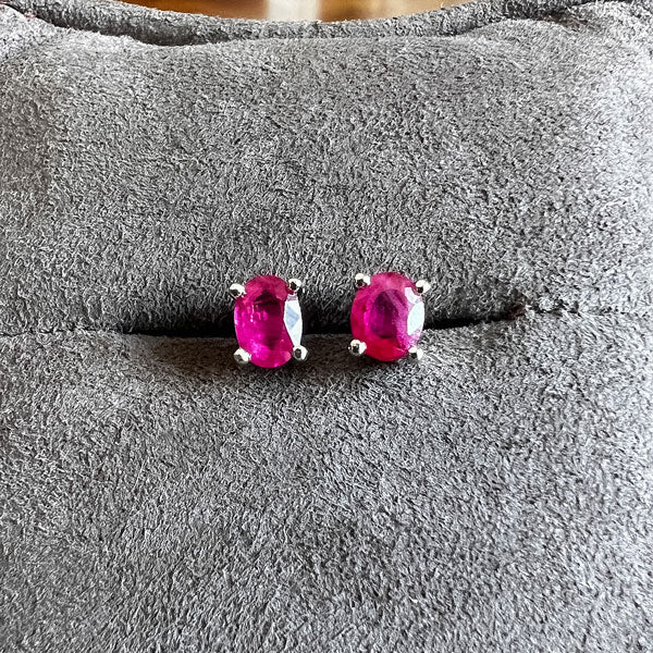 Oval Gemstone Stud Earrings - Image 6