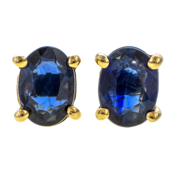 Oval Gemstone Stud Earrings - Image 2