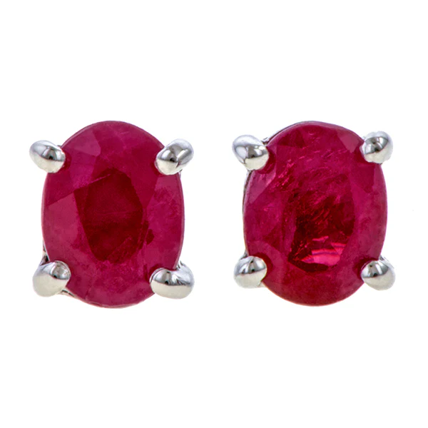 Oval Gemstone Stud Earrings - Image 7
