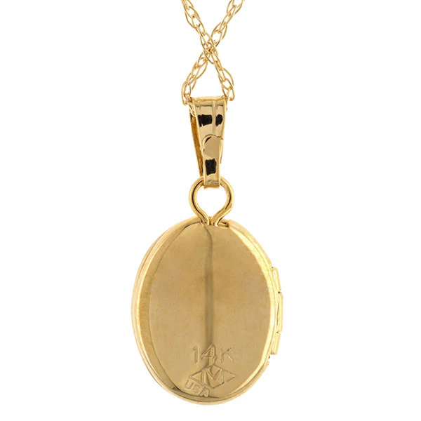 Petite Gold Oval Locket Necklace - Image 3