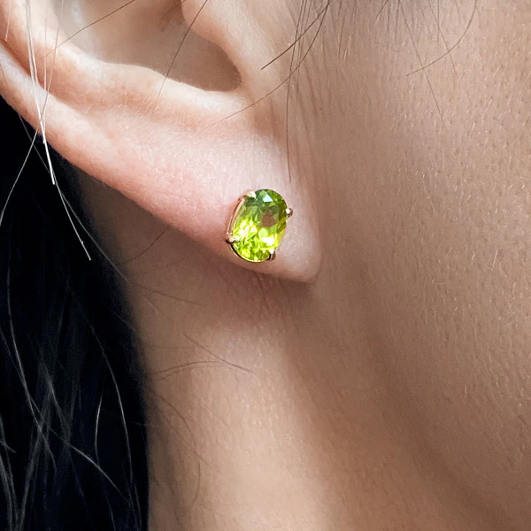 Oval Peridot Stud Earrings - Image 2