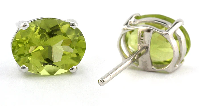 Oval Peridot Stud Earrings - Image 3