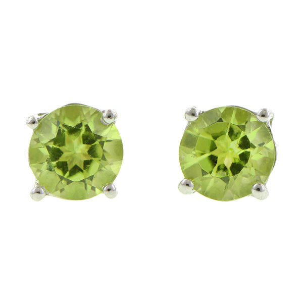 Peridot stud earrings, RBC; 0.52ctw