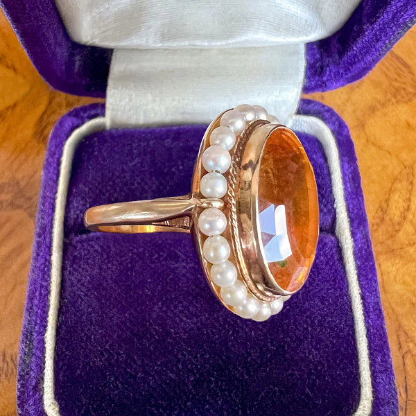 Retro Citrine & Pearl Ring - Image 3