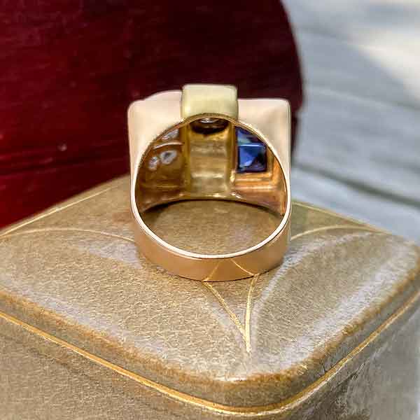 Retro Diamond & Sapphire Ring - Image 6