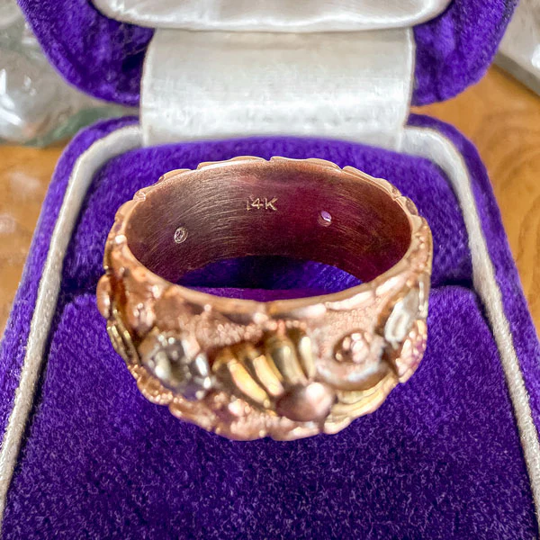 Retro Ruby & Diamond Band Ring, Size 7 1/4 - Image 4