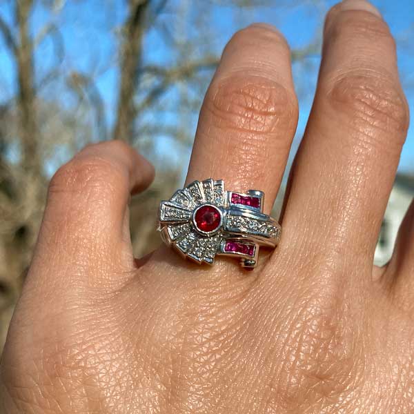 Retro Ruby & Diamond Ring - Image 4