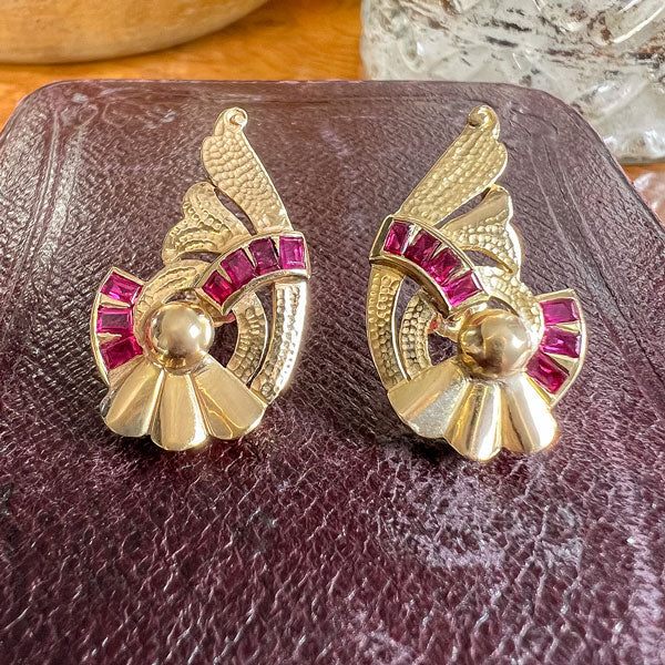 Vintage Retro Ruby Earrings