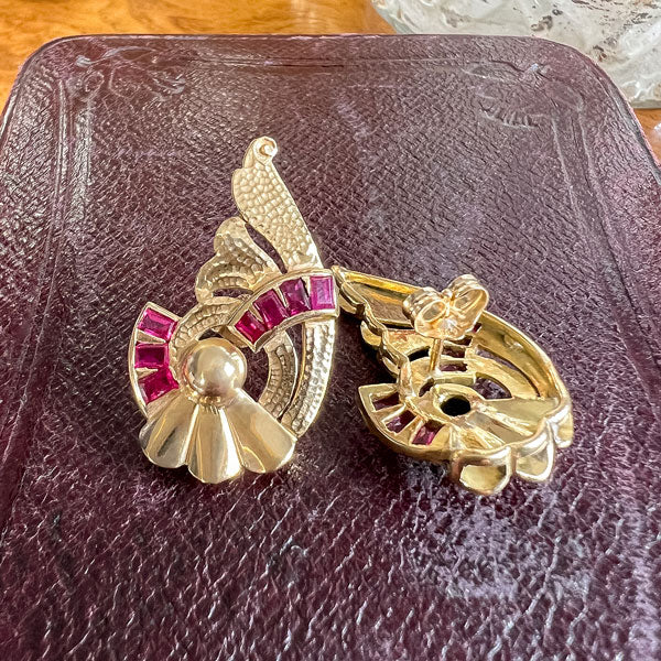 Vintage Retro Ruby Earrings - Image 3
