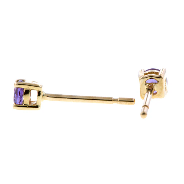 Round Amethyst Stud Earrings - Image 2