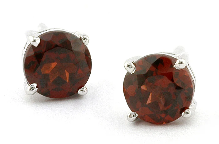 Round Garnet Earrings