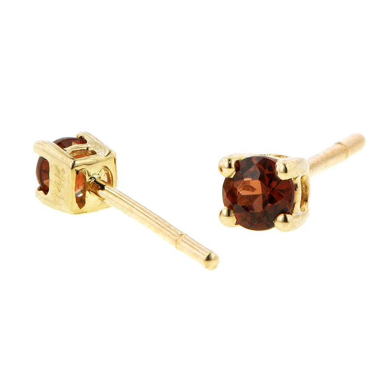 Round 3mm Garnet Stud Earrings - Image 2