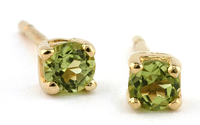 Round 3mm Peridot Stud Earrings