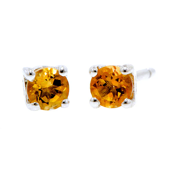 Round Citrine 3mm Stud Earrings - Image 2