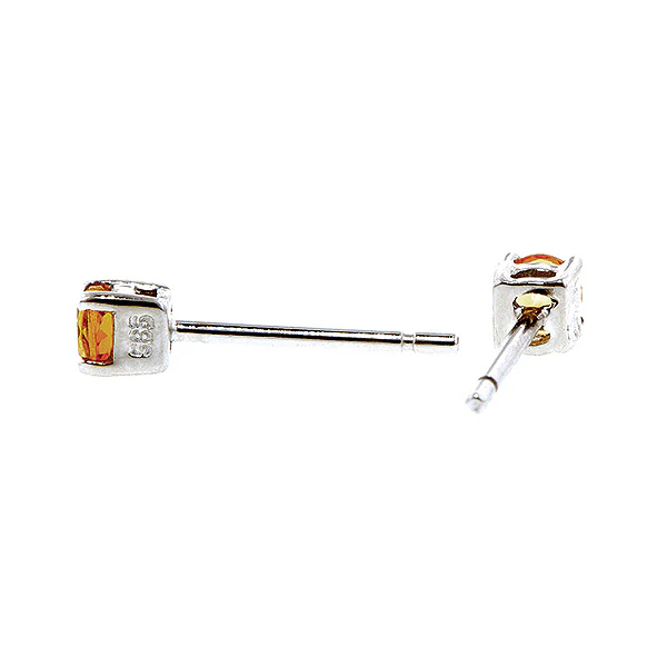 Round Citrine 3mm Stud Earrings - Image 3