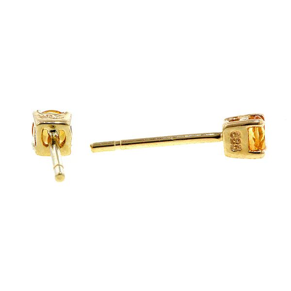 Round Citrine 3mm Stud Earrings - Image 2