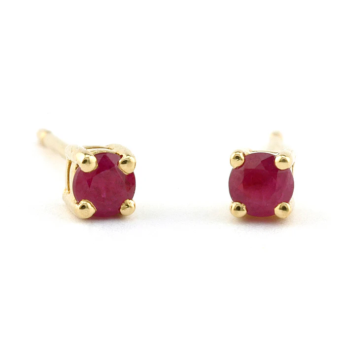 Round Ruby Stud Earrings