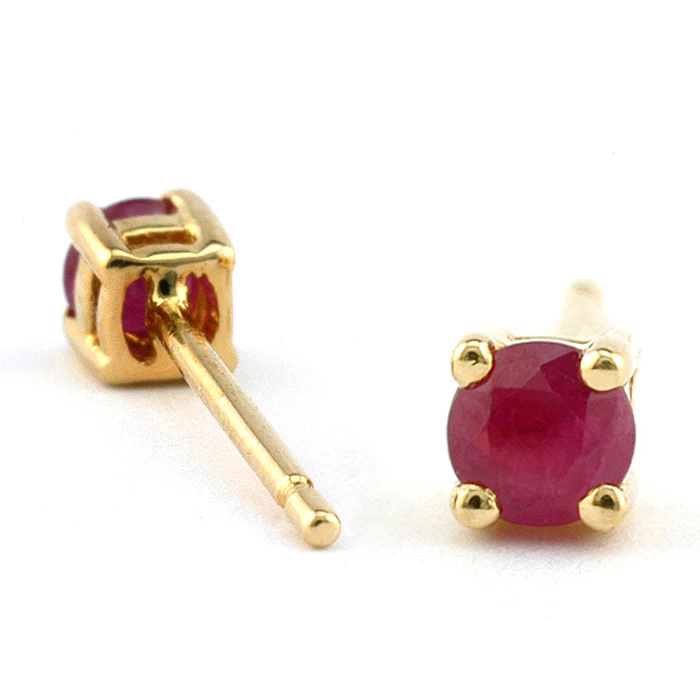 Round Ruby Stud Earrings - Image 2
