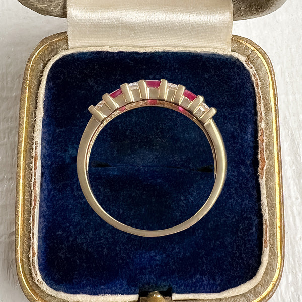 Vintage Ruby & Diamond Wedding Band Ring, Size 6.5 - Image 5