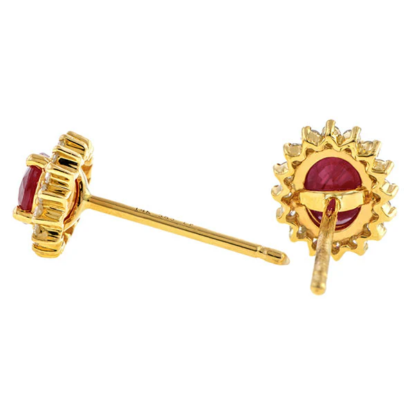Ruby & Diamond Frame Earrings - Image 5