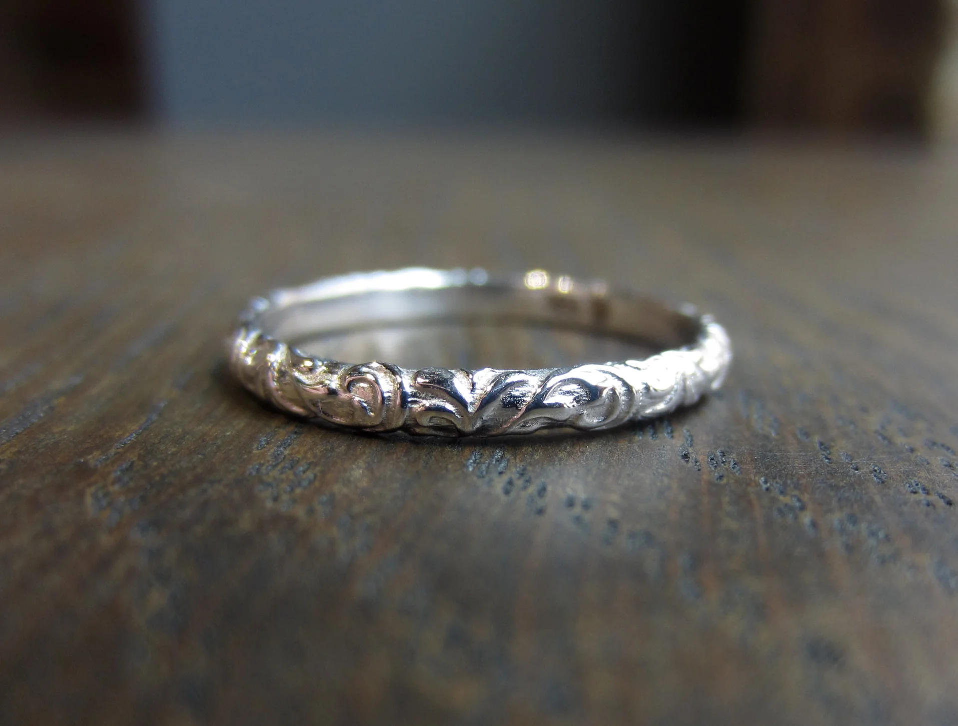 Scrolling Pattern Wedding Band Ring- Heirloom by Doyle & Doyle - Image 2