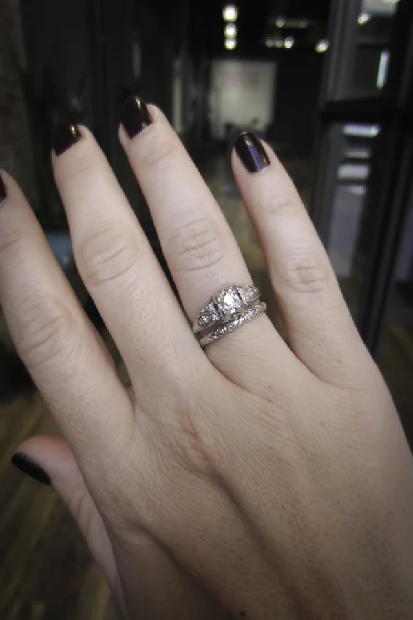 Scrolling Pattern Wedding Band Ring- Heirloom by Doyle & Doyle - Image 4