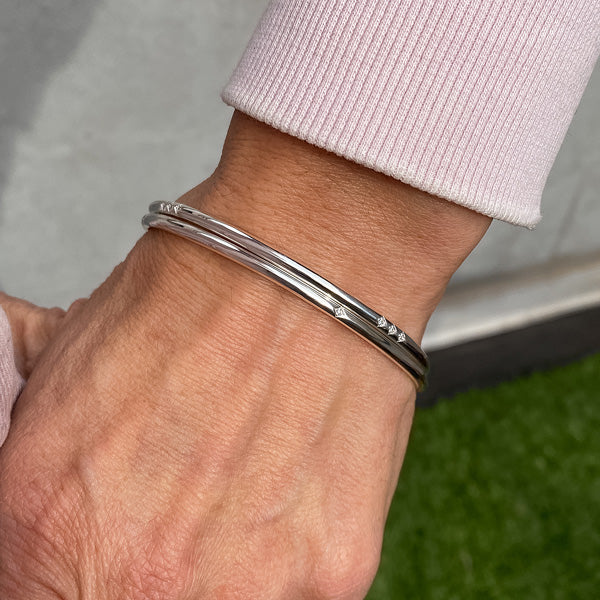 Single Station Diamond Bangle Bracelet- Heirloom by Doyle & Doyle - Image 6