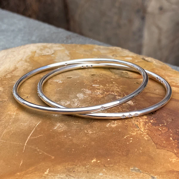Single Station Diamond Bangle Bracelet- Heirloom by Doyle & Doyle - Image 8