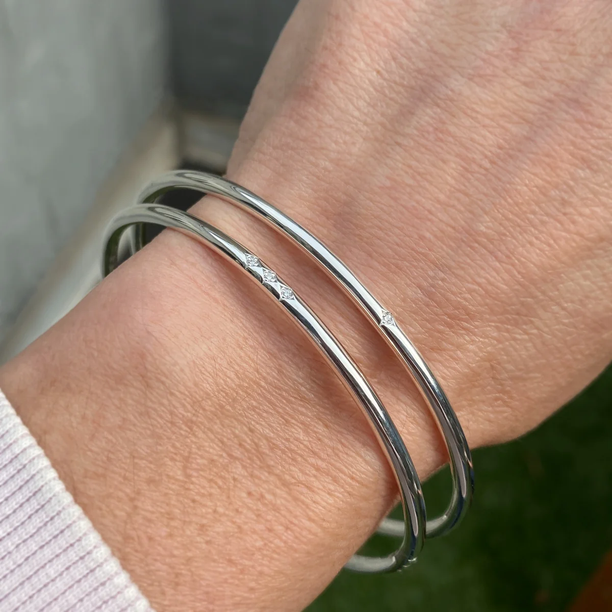 Single Station Diamond Bangle Bracelet- Heirloom by Doyle & Doyle - Image 9