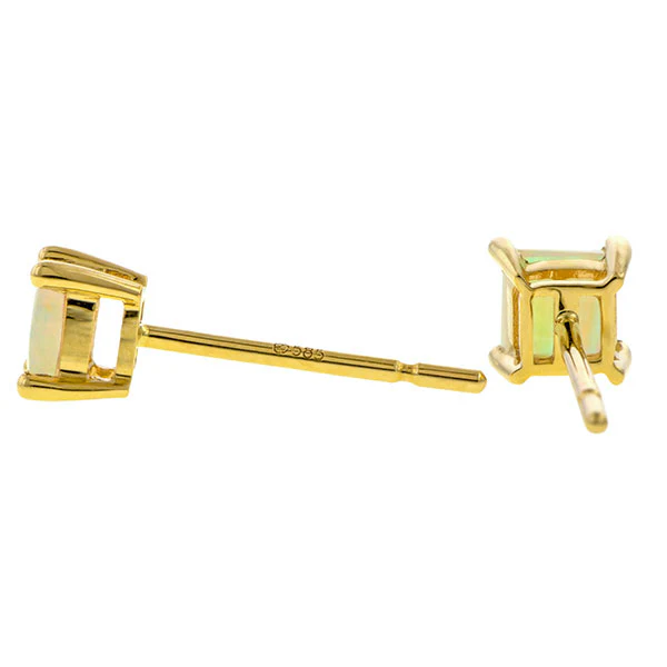 Square Opal Stud Earrings - Image 3