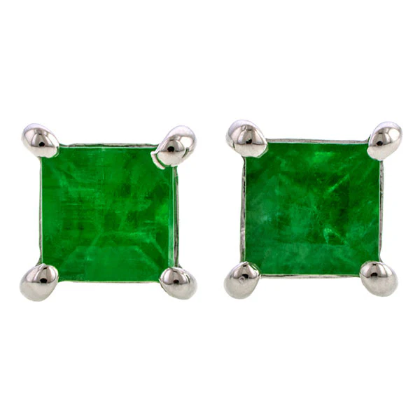 Square Gemstone Stud Earrings - Image 3