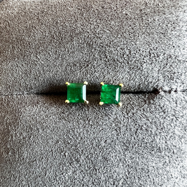 Square Gemstone Stud Earrings - Image 4