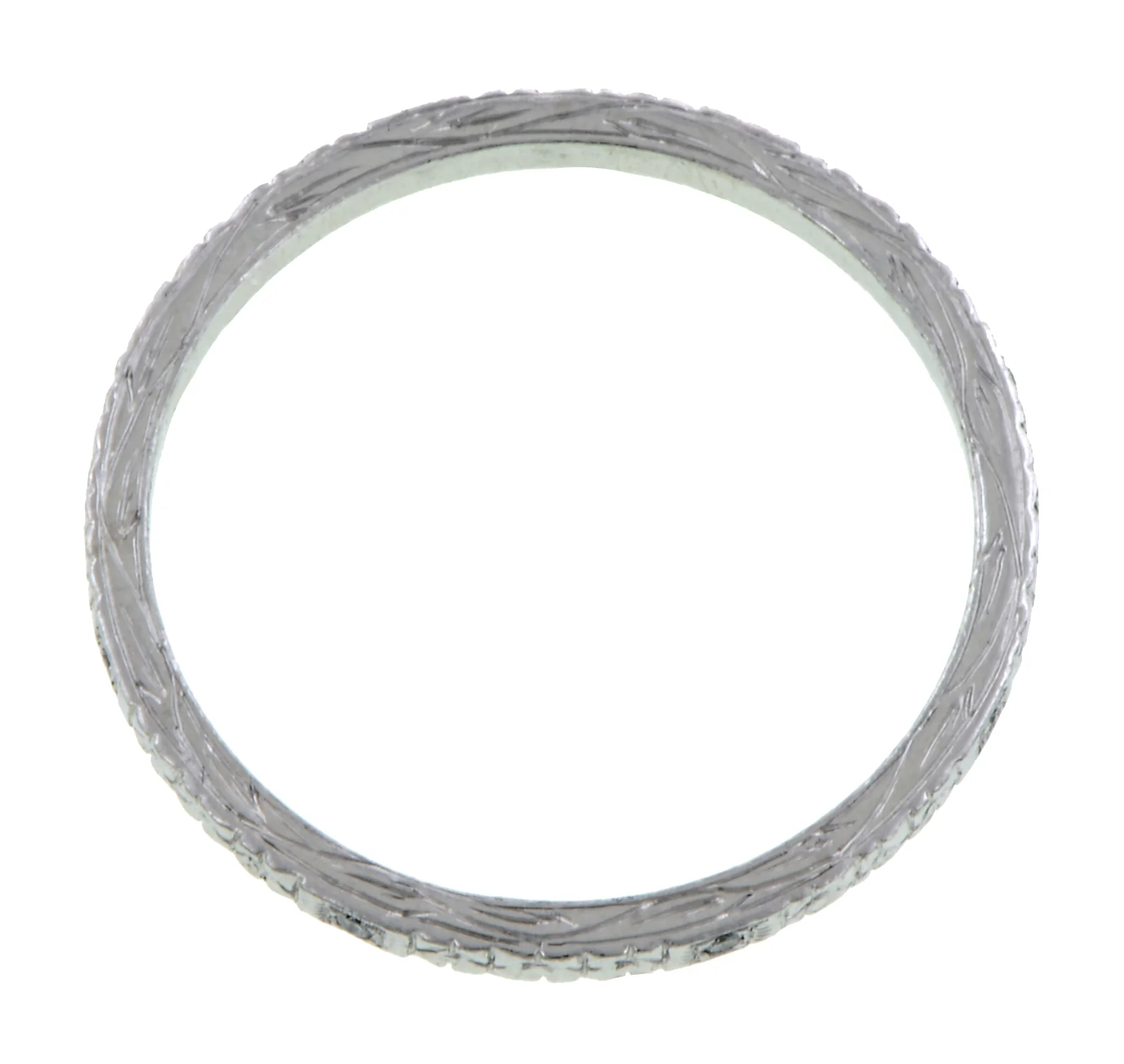 Thin Engraved Diamond Wedding Band Ring - Image 2