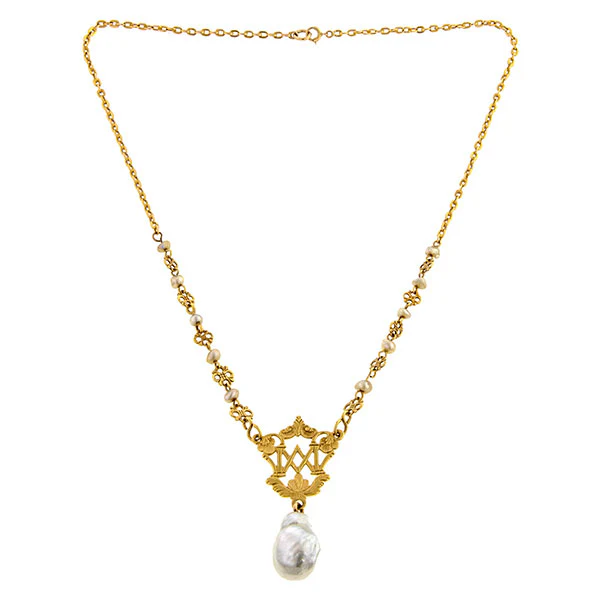 Victorian Baroque Pearl Drop Necklace - Image 3