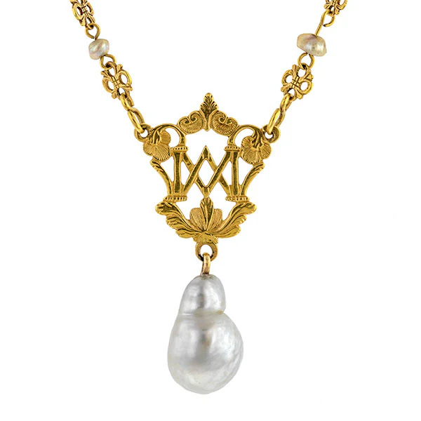 Victorian Baroque Pearl Drop Necklace - Image 4