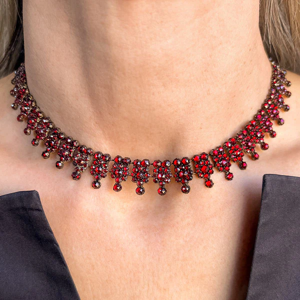 Victorian Bohemian Garnet Collar Necklace