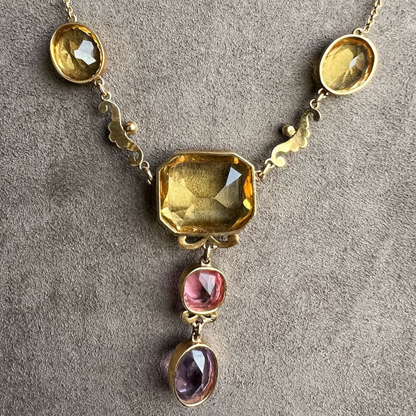 Victorian Citrine, Tourmaline, Amethyst & Enamel Necklace - Image 5