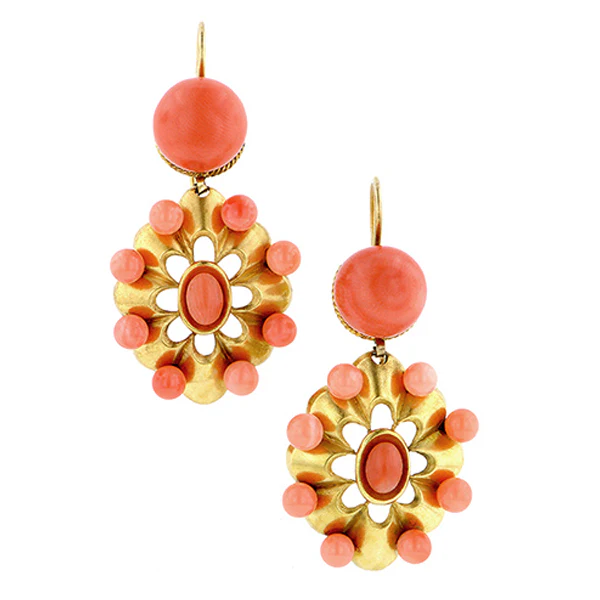 Victorian Coral Earring & Pin Set - Image 4