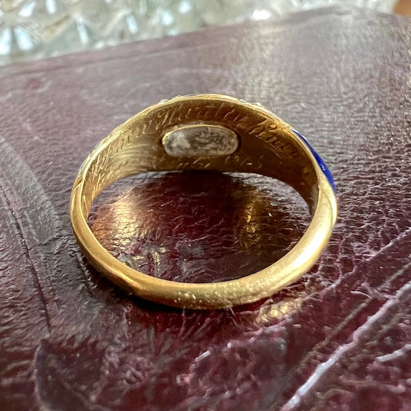 Victorian Diamond Blue Enamel Ring - Image 3