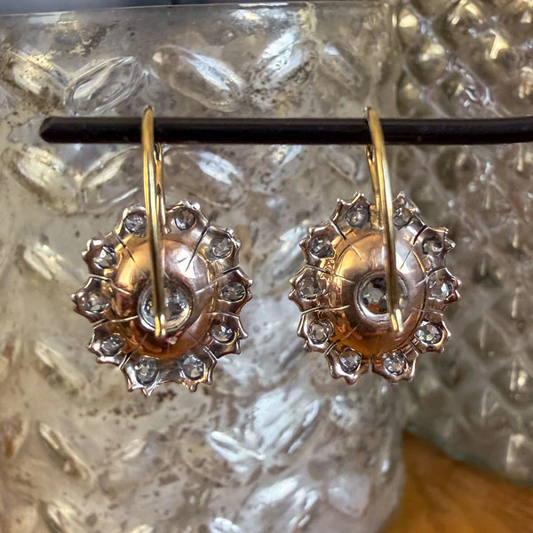 Victorian Diamond Flower Earrings - Image 3