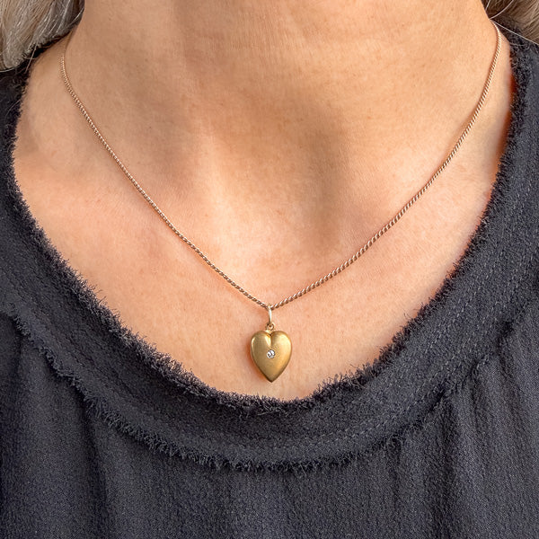 Victorian Diamond Heart Locket Pendant Necklace - Image 2